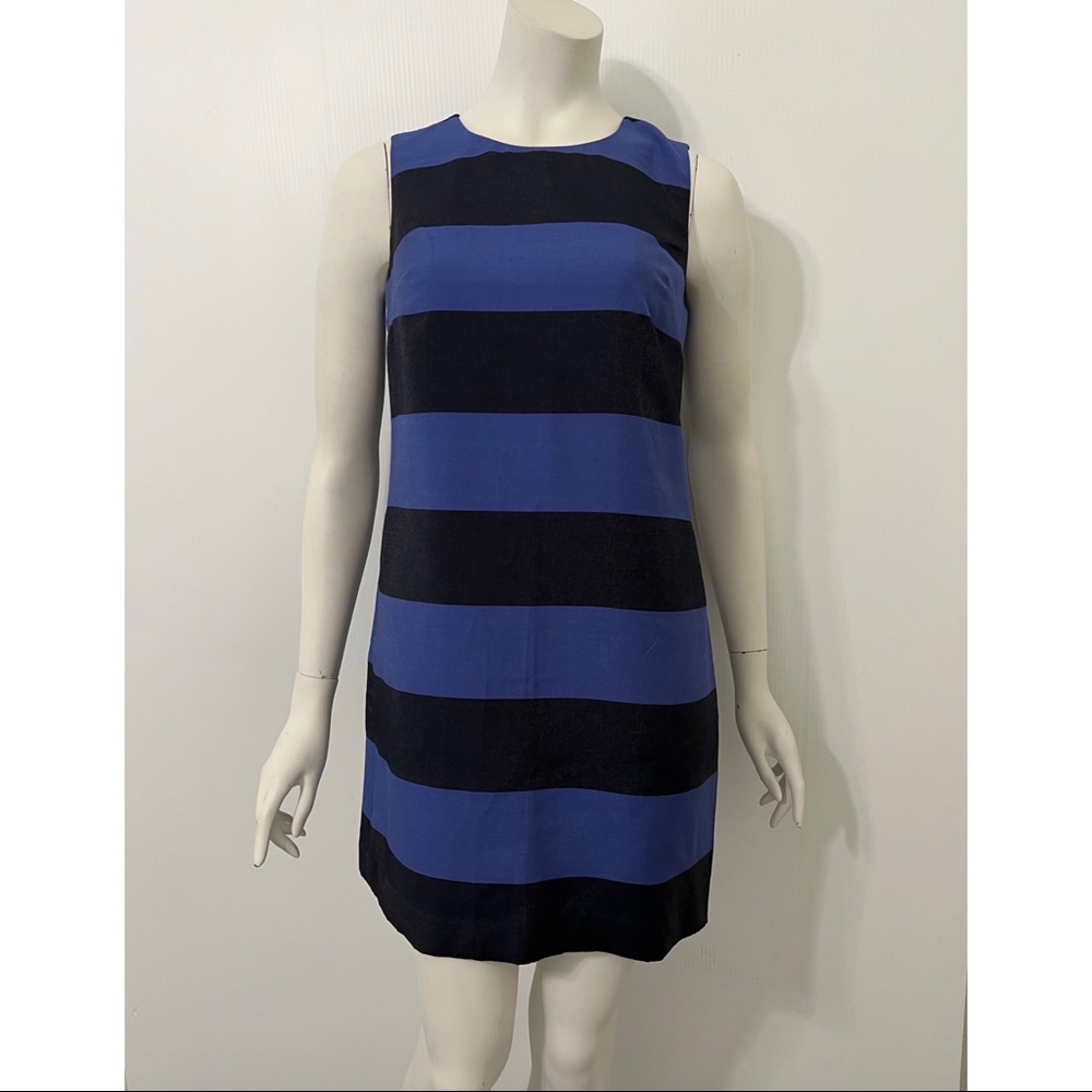 Banana Republic Striped Blue and Black Shimmer Shift Dress